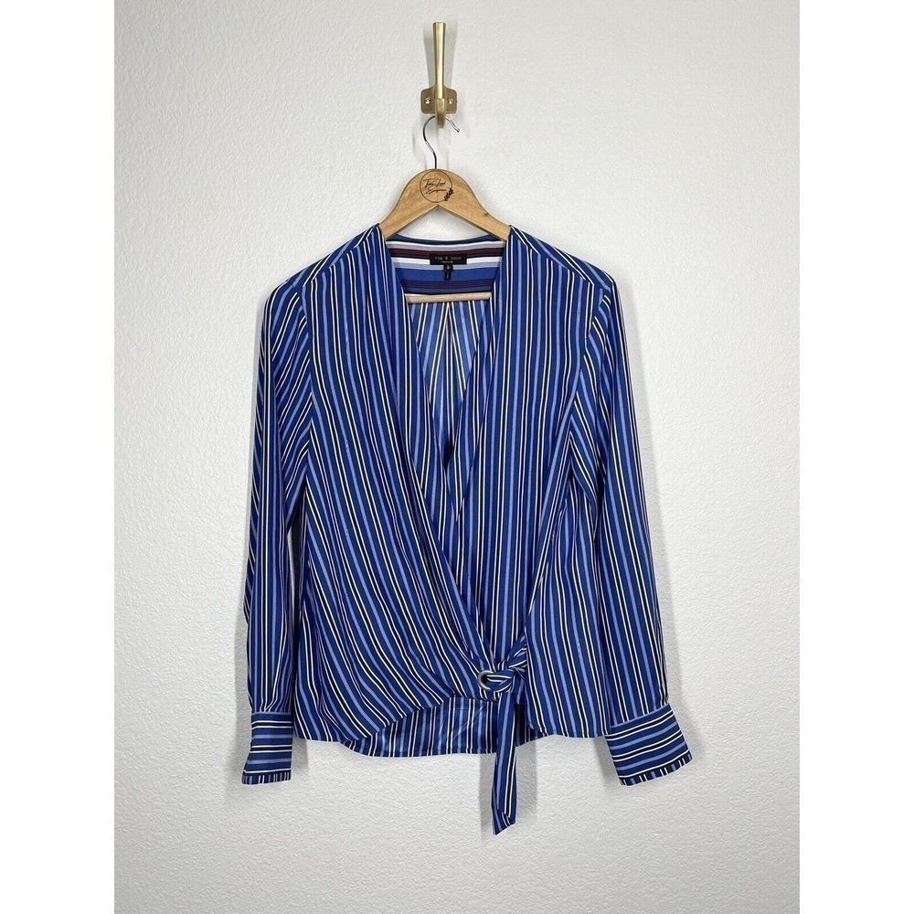 Rag & Bone Felix Popover Top Size Small S Silk Charmeuse Striped